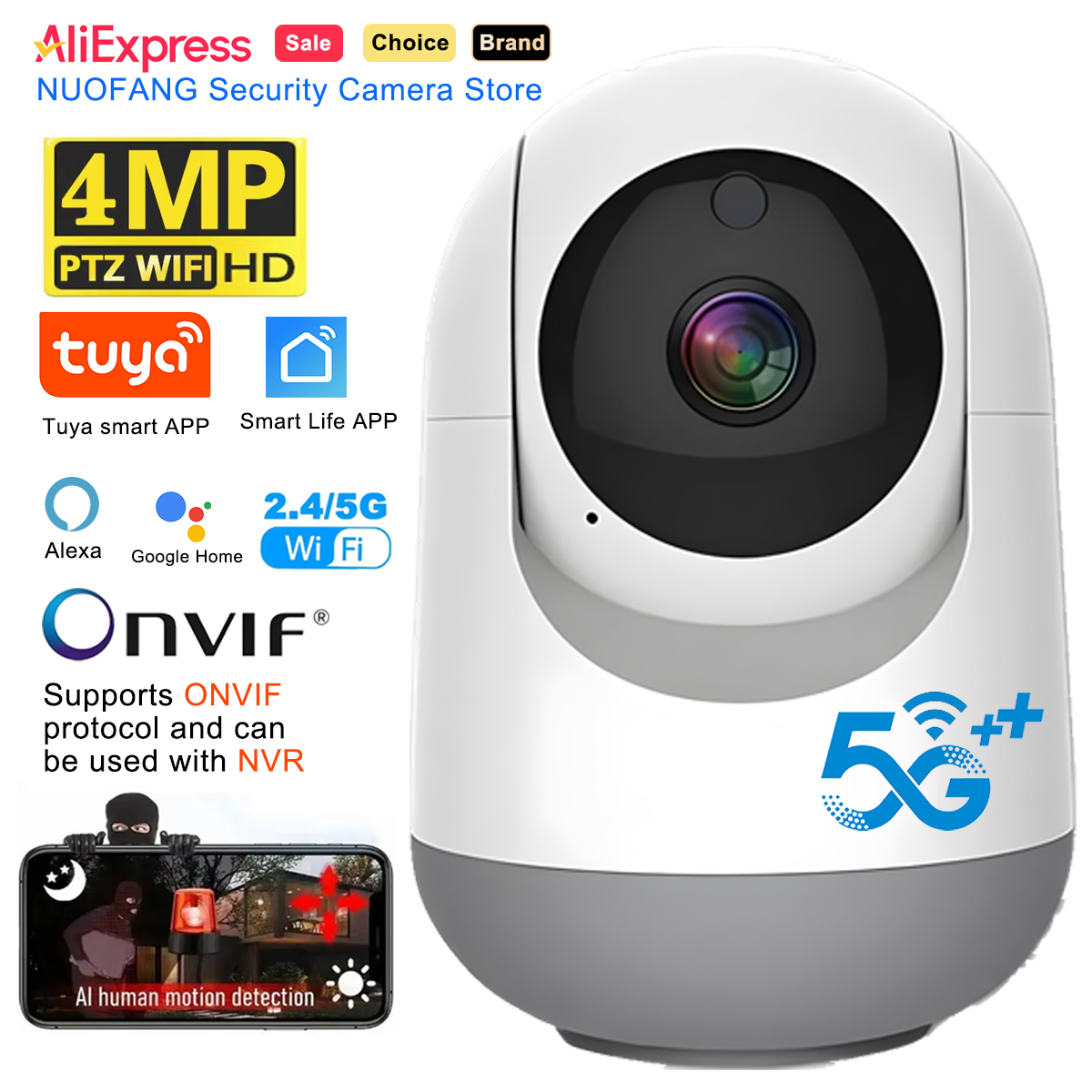 Smart Home Battery Camera Ezviz - 4MP Tuya WiFi Camera, 2.4/5G Dual