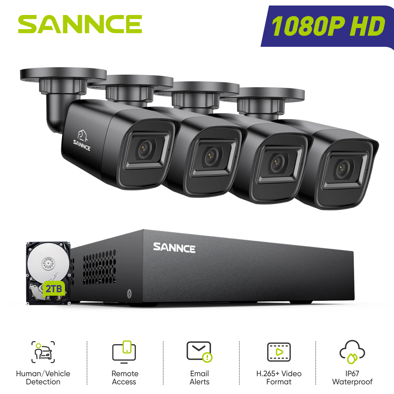 Smart Home Cctv - SANNCE 1080P Security Camera System 8CH