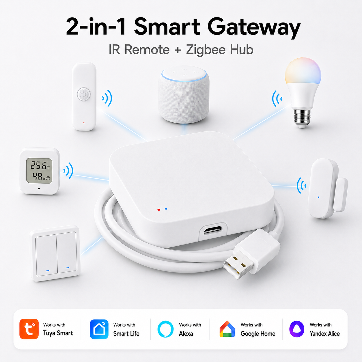 Smart Home Bridge - Tuya Zigbee 3.0 Gateway IR Remote