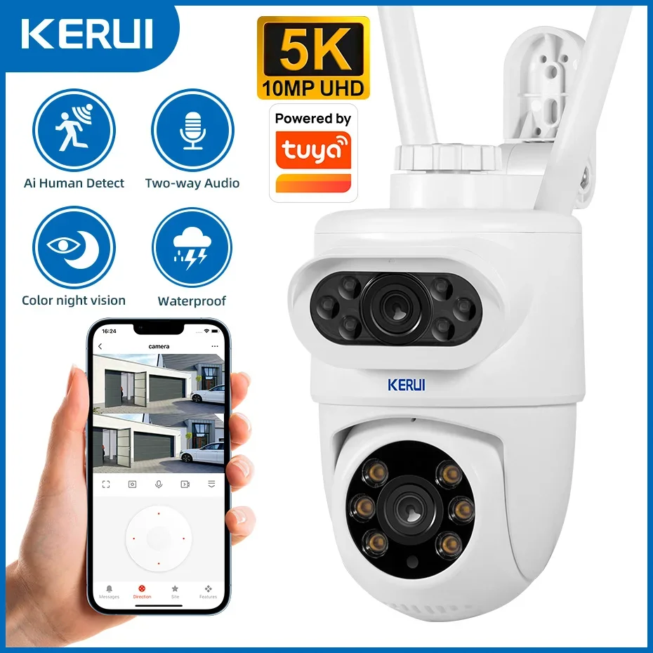 Smart Home Battery Camera Ezviz - KERUI Outdoor 10MP 5K HD Dual