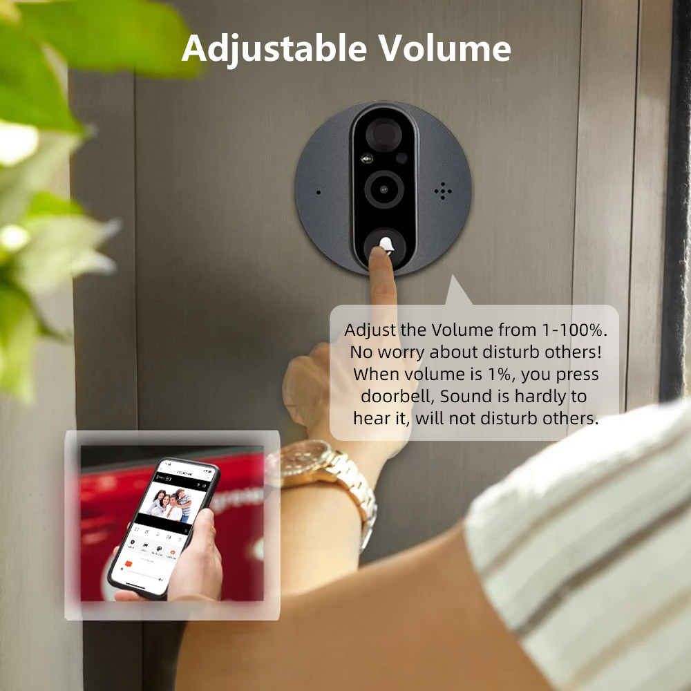 3MP WiFi Smart Tuya Peephole 5 - Smart Home Cctv 评论和价格