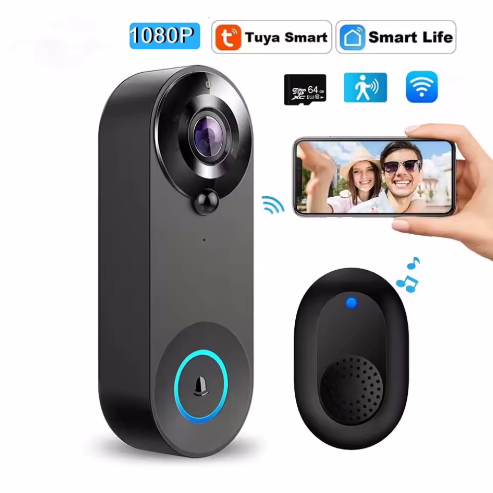 Tuya 1080P Wireless WIFI Doorb - Smart Home Cctv 评论和价格