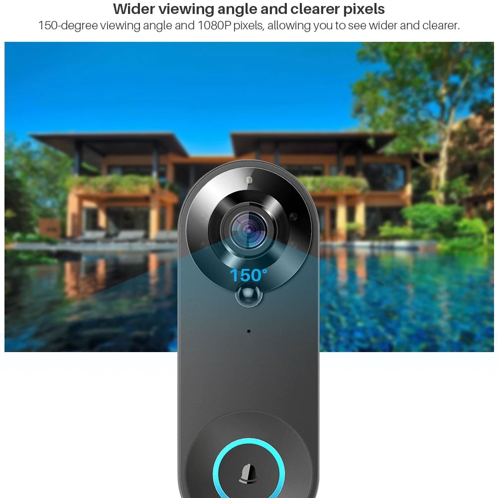 Tuya 1080P Wireless WIFI Doorb - Smart Home Cctv 评论和价格
