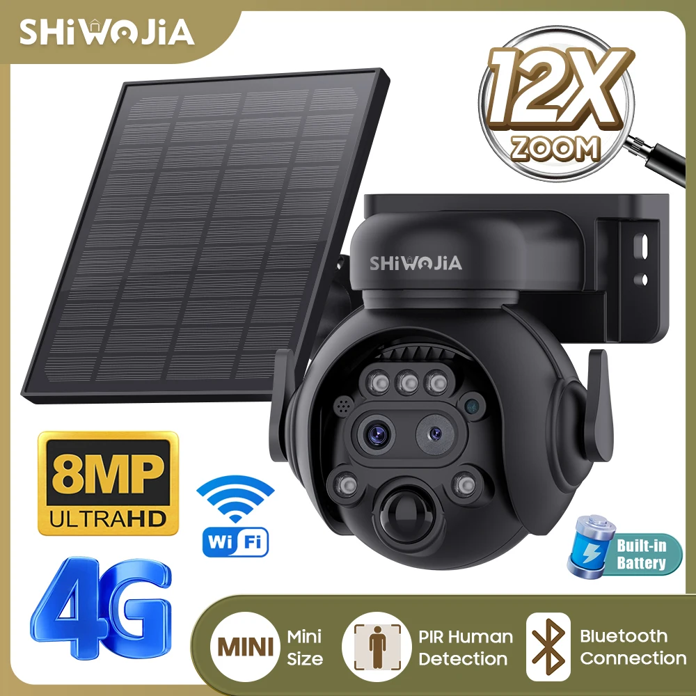 SHIWOJIA 12X Zoom 4G LTE Solar - Smart Home Cctv 评论和价格