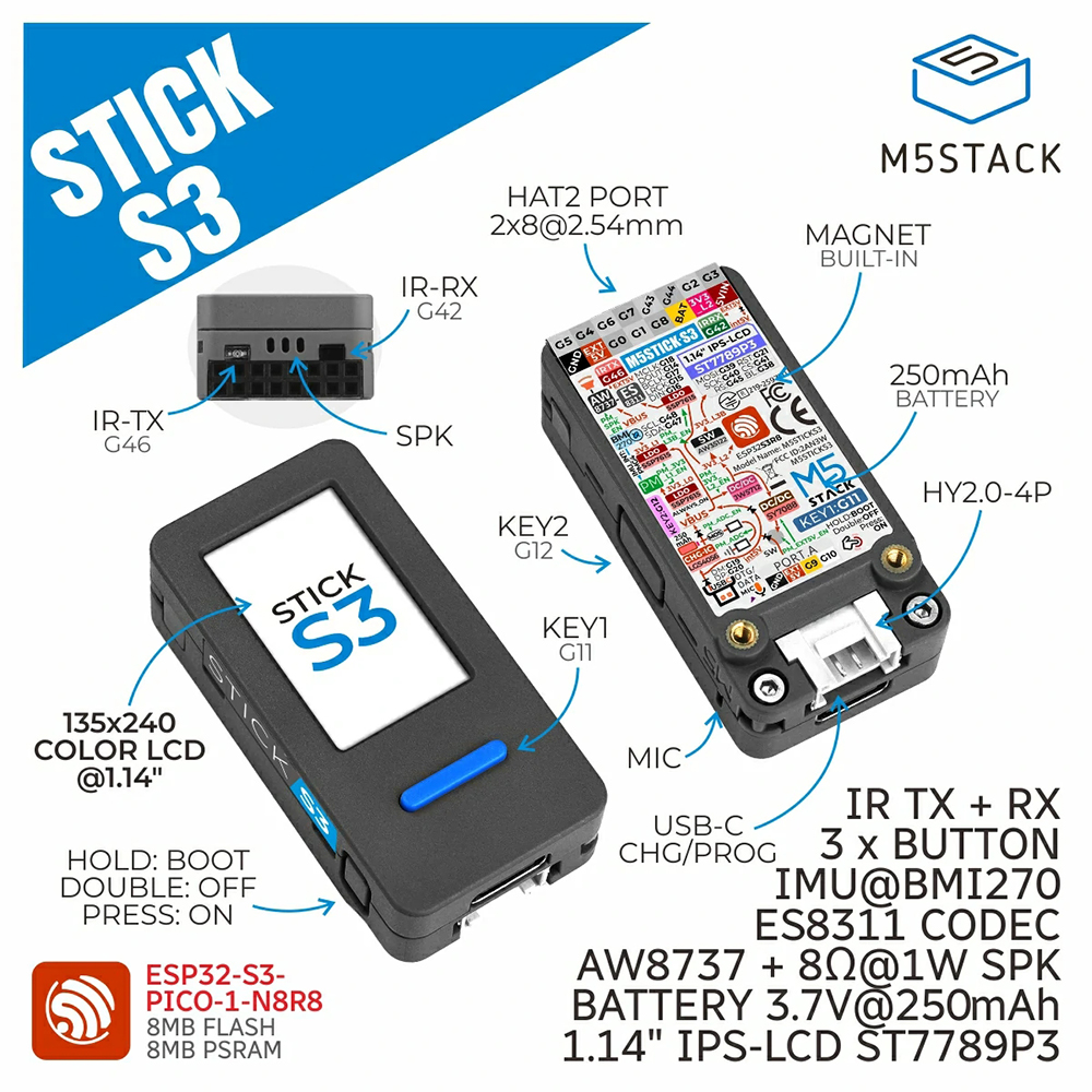 M5Stack M5StickS3 ESP32-S3 IoT - Smart Home Kits 评论和价格
