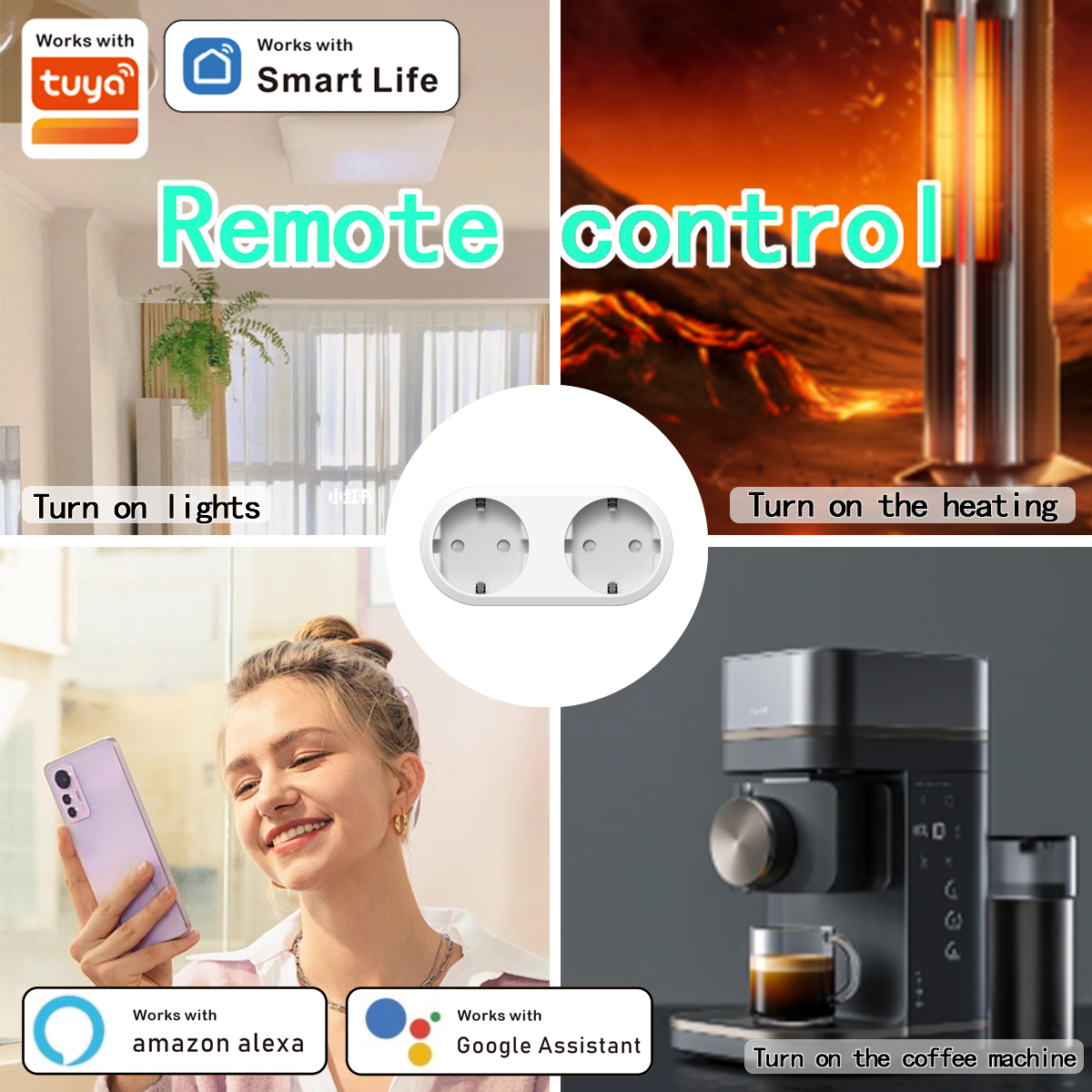 XFOX Tuya 4PCS Wi-Fi Dual-Plug - Smart Home Energy 评论和价格