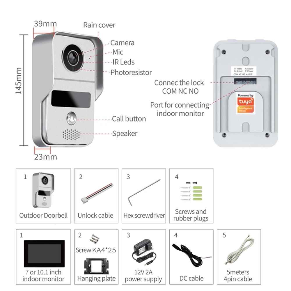 Door Intercom Doorbell, 10.1 I - Video Doorbell 评论和价格