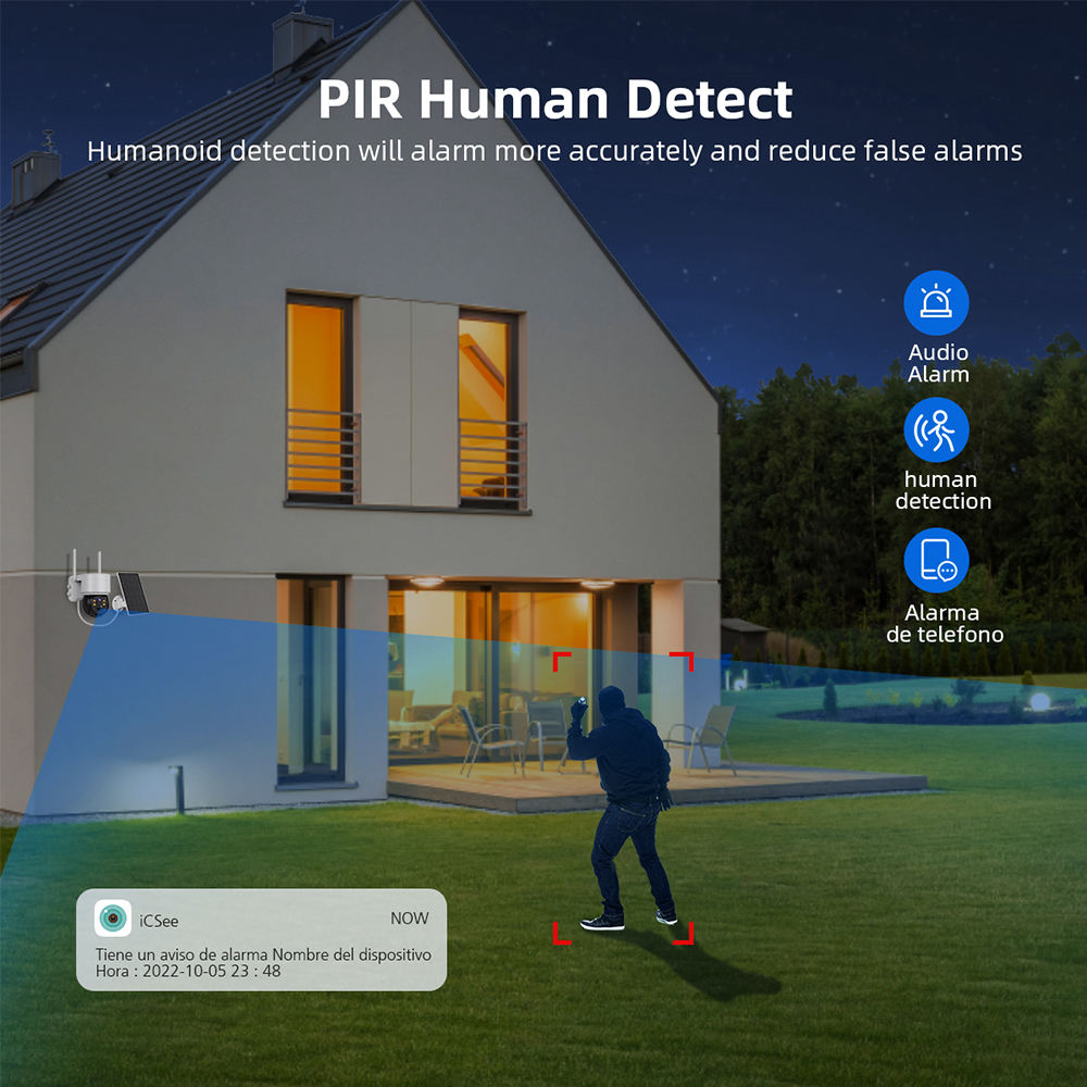 WIFI Solar Camera 2MP PIR Huma - Smart Home Cctv 评论和价格