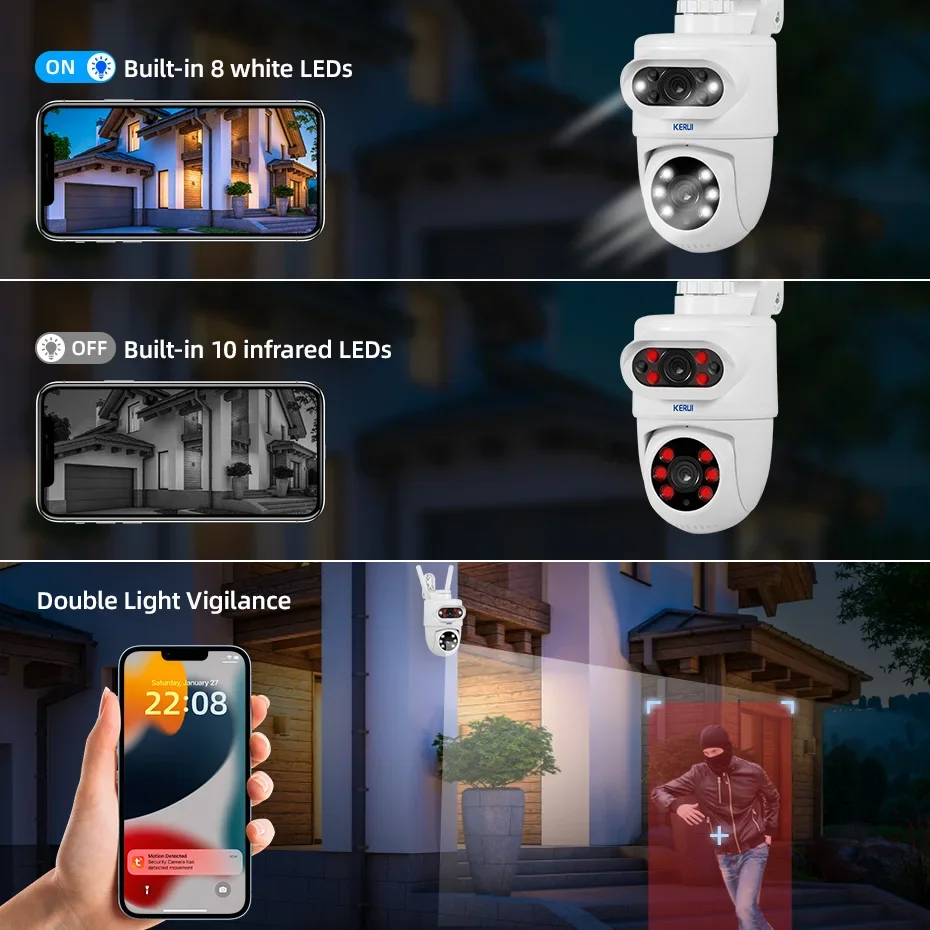 KERUI Outdoor 10MP 5K HD Dual  - Smart Home Battery Camera Ezviz 评论和价格